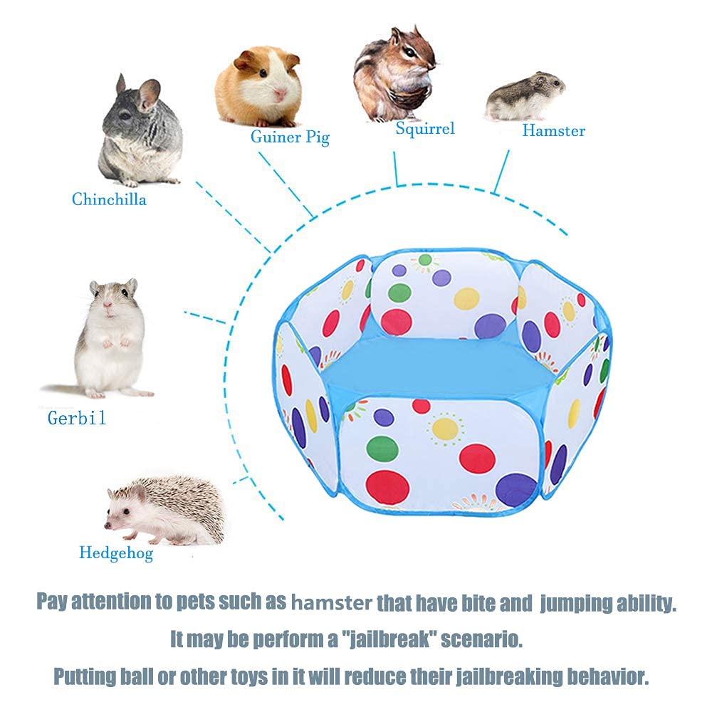 Tfwadmx Portable Small Animal Playpen, Hexagonal, Darkblue, Breathable, Pop-Up, 39.4 X 39.4 X 15 Inches, Suitable For Hamster, G