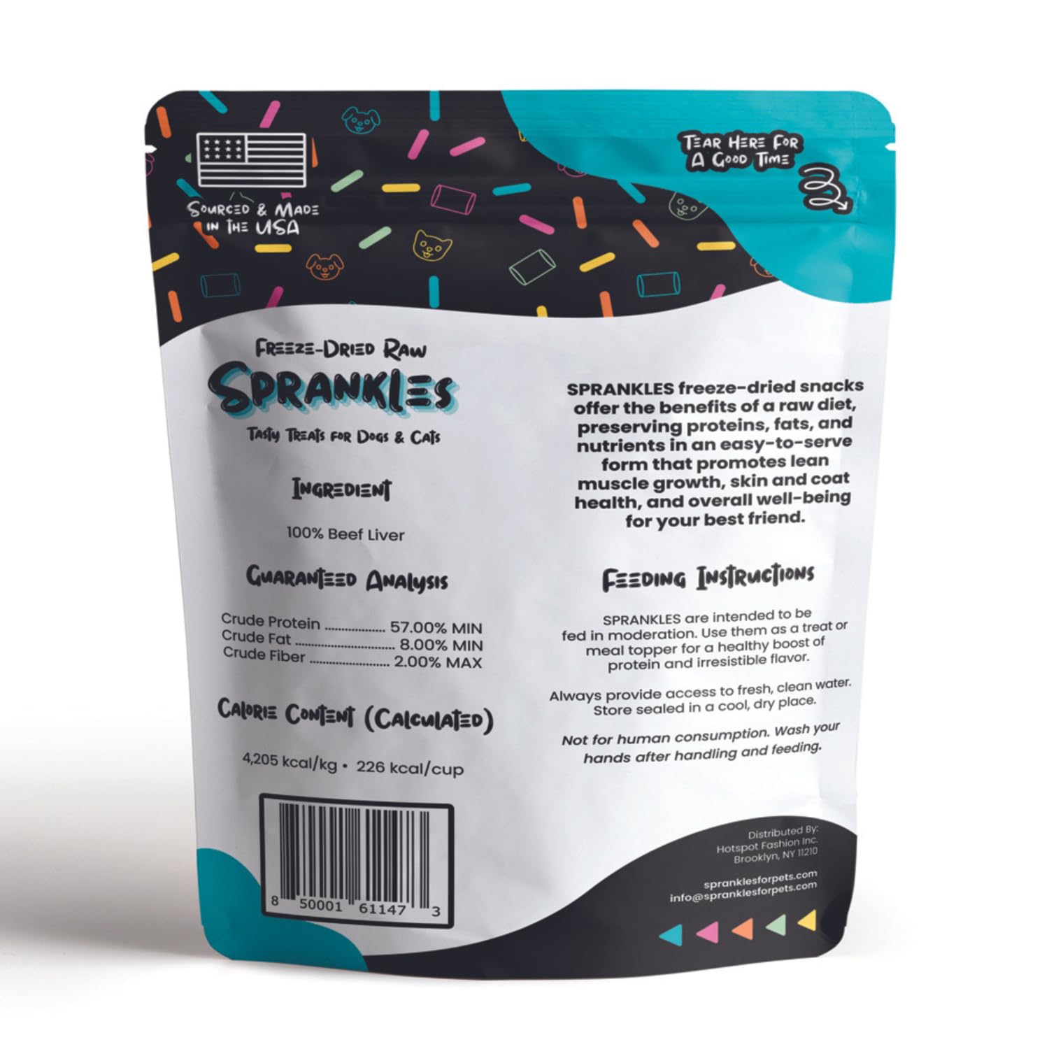 SPRANKLES Freeze Dried Beef Liver Treats for Cats & Dogs - 1LB Big Bag Single Ingredient All Natural Grain-Free, High Protein, M