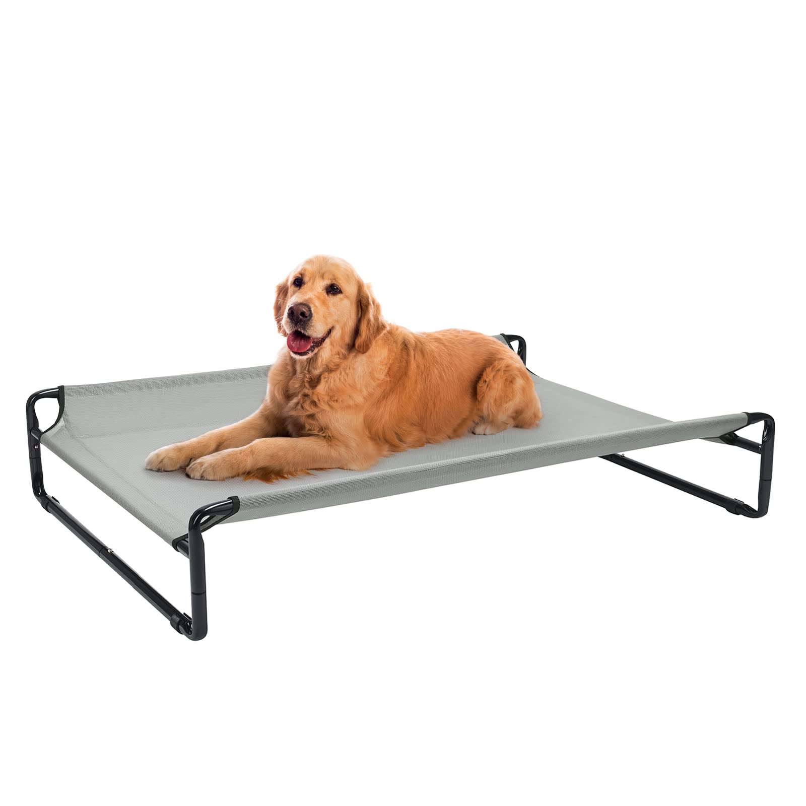 Veehoo Original Cooling Elevated Dog Bed, Outdoor Raised Dog Cots Bed For Large Dogs, Portable Standing Pet Bed With Washable Breathable Mesh, No-Slip Feet For Indoor Outdoor, Large, Grey, Cwc2201