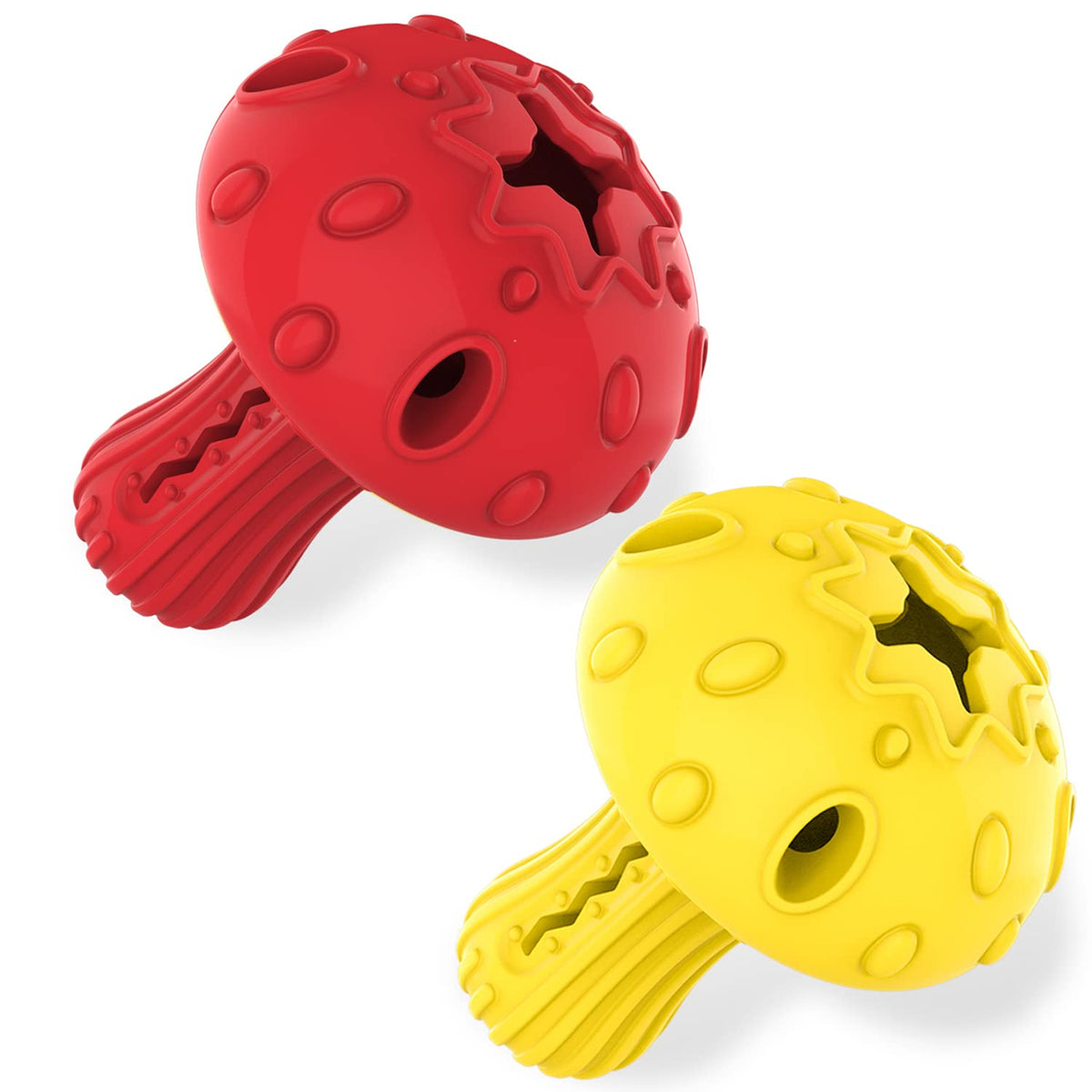 Schitec Dog Chew Toy For Large & Medium Dogs, Rubber Treat Dispensing Toy For Aggressive Chewers, Interactive Slow Feeder Tough Puzzle Toys Teeth Cleaning (Red & Yellow)