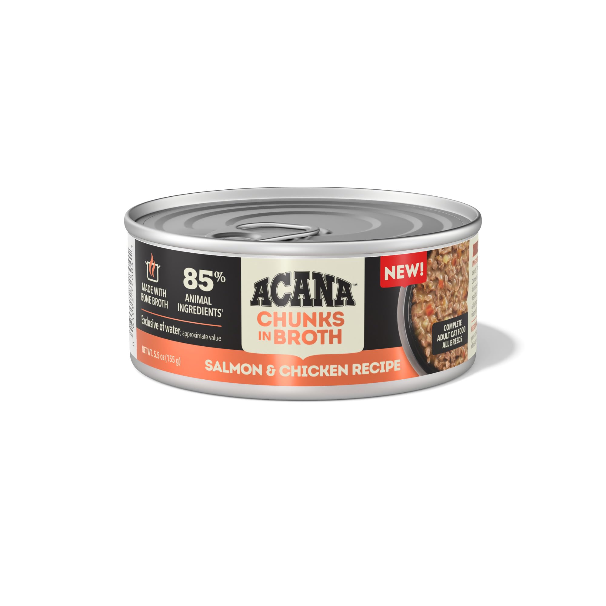 ACANA Chunks in Broth Wet Cat Food Salmon & Chicken Recipe 5.5oz Cans (6 Count)