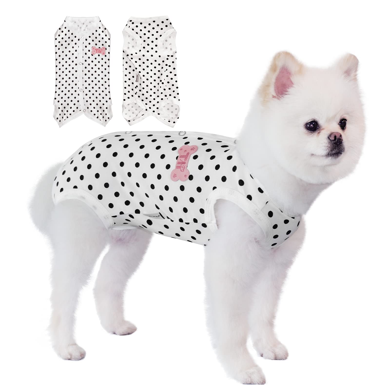 Tony Hoby Dog Pajamas, Summer Dog Shirt, Soft Breathable Dog Pajamas With Cute Pawprints (Pink, L), Large
