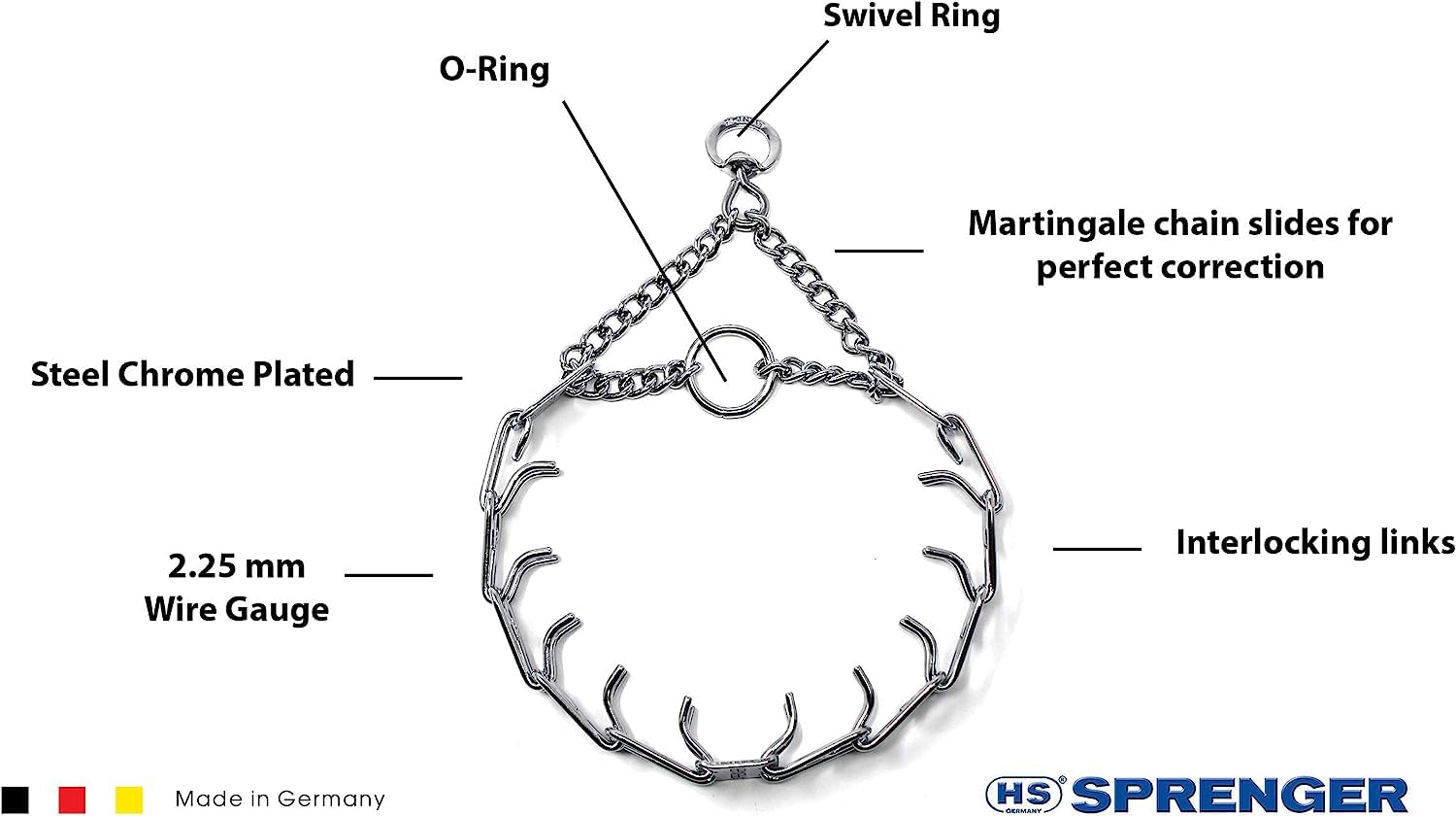 Herm Sprenger Prong Dog Training Collar Ultra-Plus Chrome Plated Steel Pet Pinch No-Pull For Dogs Anti Pull Made In Germany 2.25Mm X 13In Small