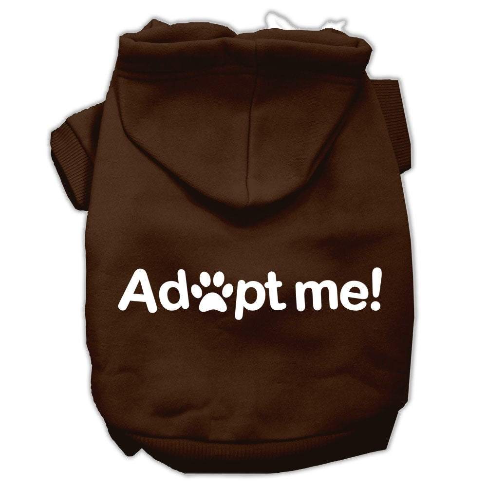 Pet, Dog & Cat Hoodie Screen Printed, 'Adopt Me' Brown Xs (0-3 Lbs.)
