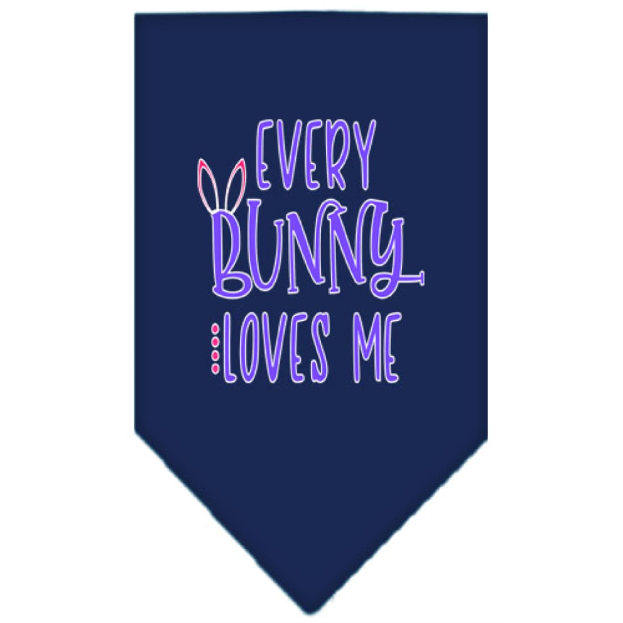 Mirage Pet Products EveryBunny Loves Me Screen Print Bandana Navy Blue Small