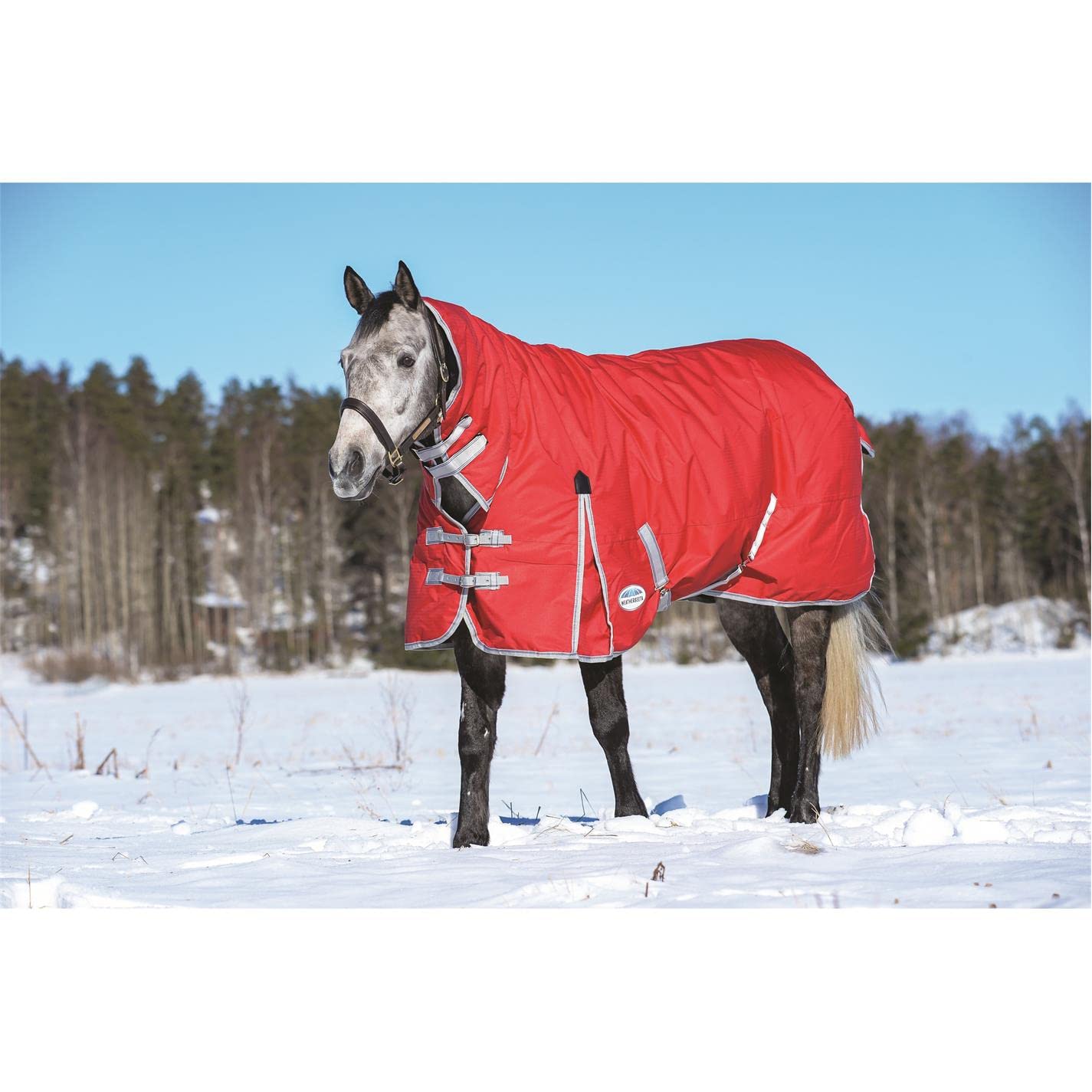 Weatherbeeta Comfitec Classic Combo Neck Medium Horse Blanket, Red/Silver/Navy, 78'