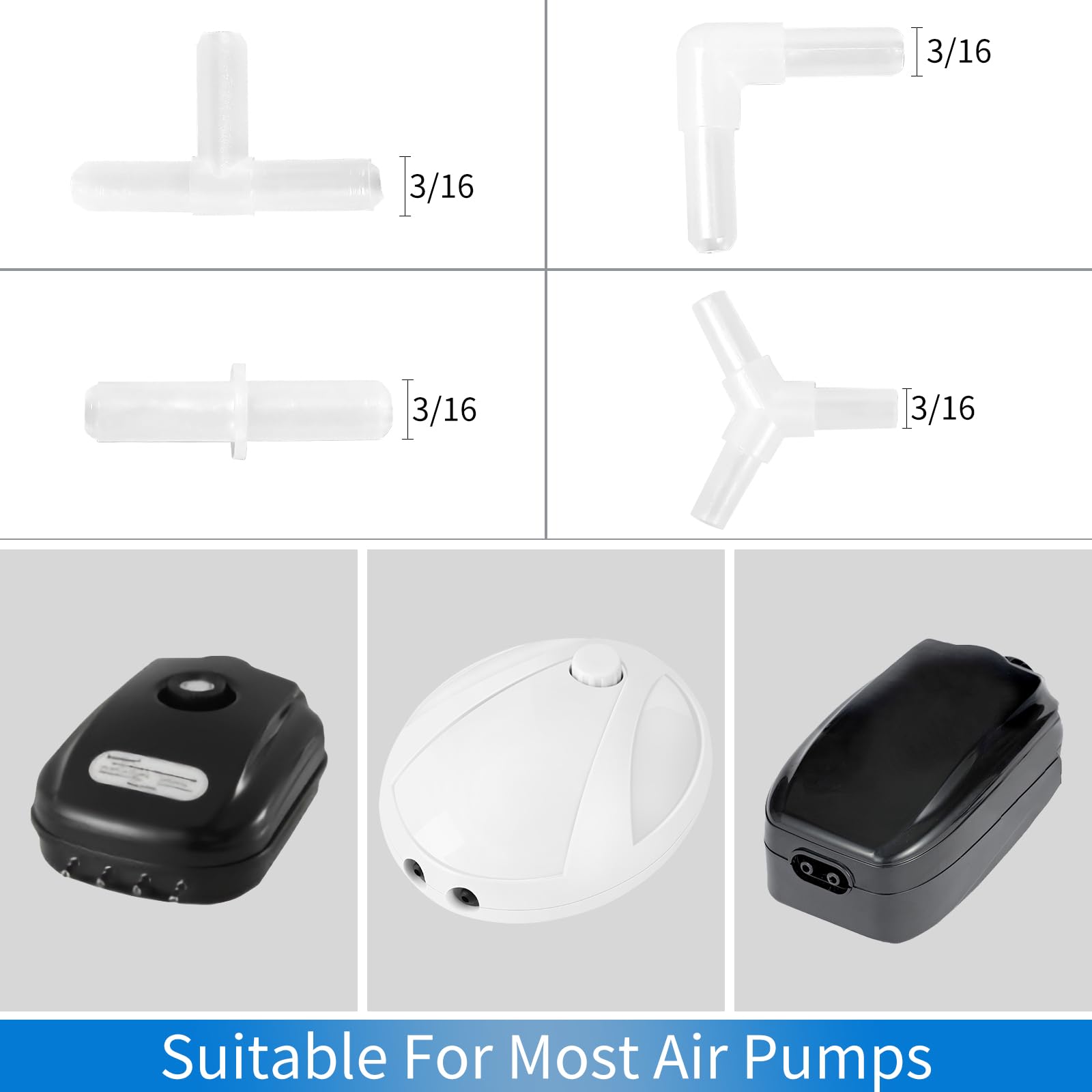 Aquaneat Aquarium Airline Tubing Connector, Fish Tank Air Pump Connector, Plastic, 40Pcs (4 Kinds)