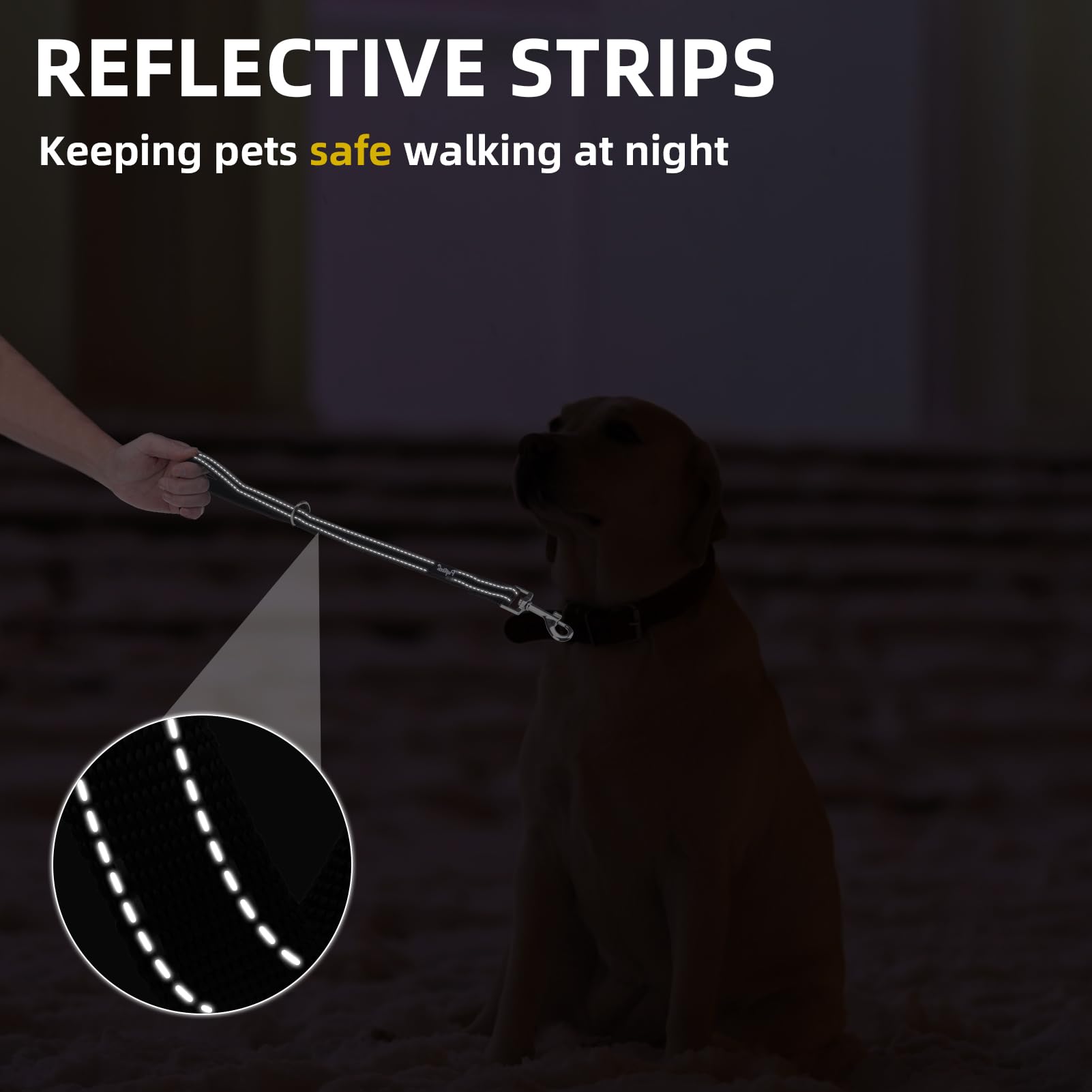 Pupteck Reflective Short Dog Leash With Comfortable Padded Handle Durable Nylon Dog Lead For Small Medium And Large Dogs Cats Wa