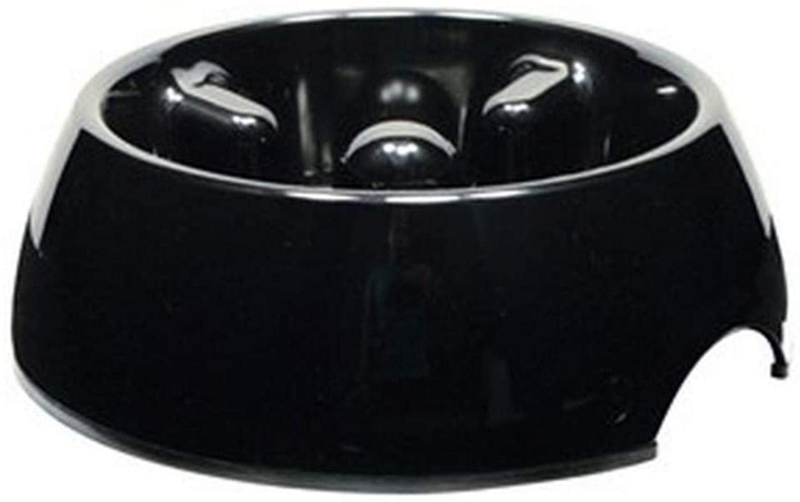 Dogit Dog Bowl Slow Feeder for Wet or Dry Dog Food, Go Slow Anti-Gulping Dog Dish, Black, M