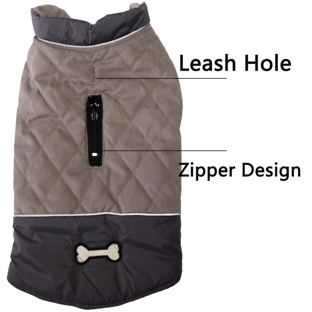 Vecomfy Reversible Dog Coats For Medium Dogs Waterproof Warm Dog Jacket For Cold Winter,Grey L