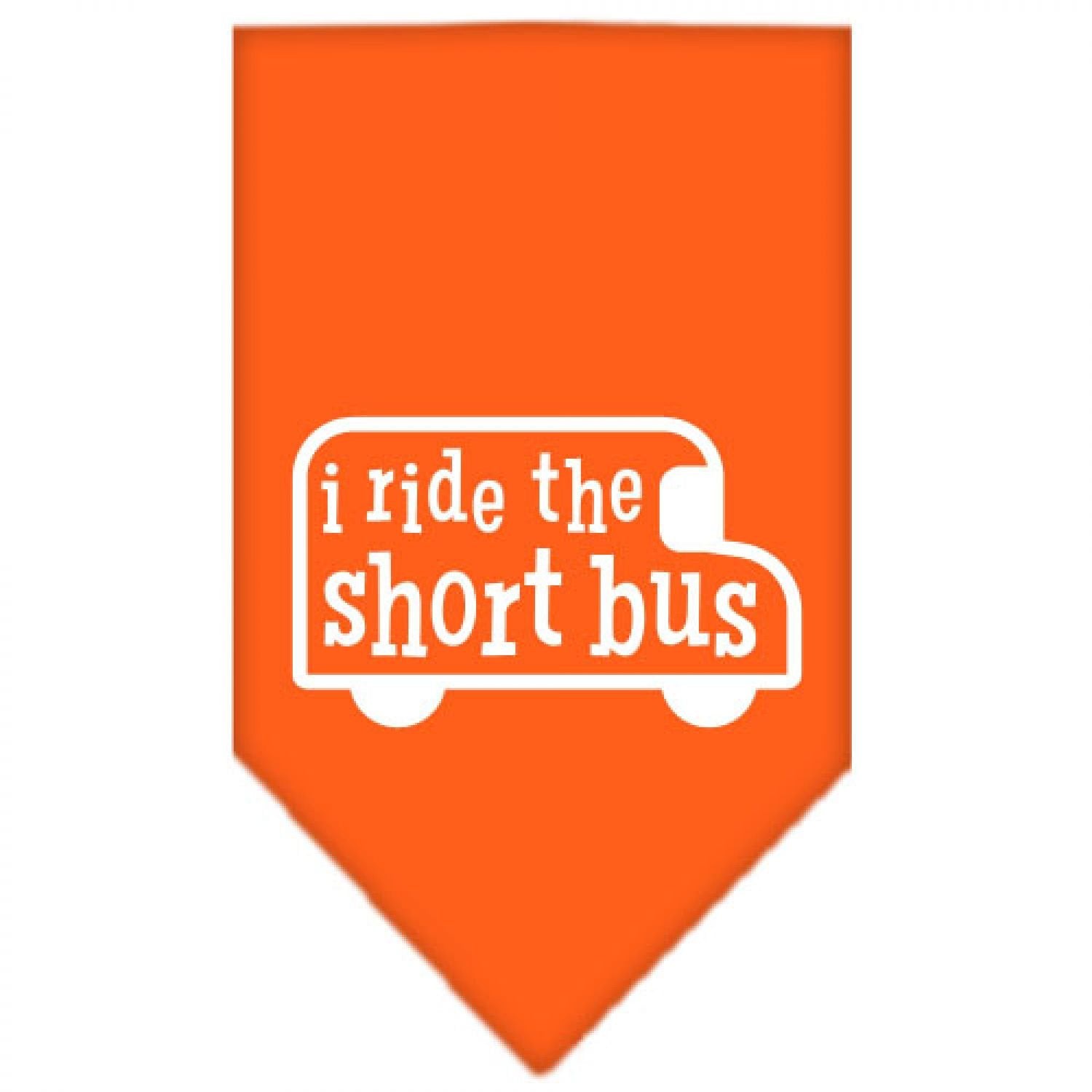Mirage Pet Products I Ride The Short Bus Screen Print Bandana, Large, Orange