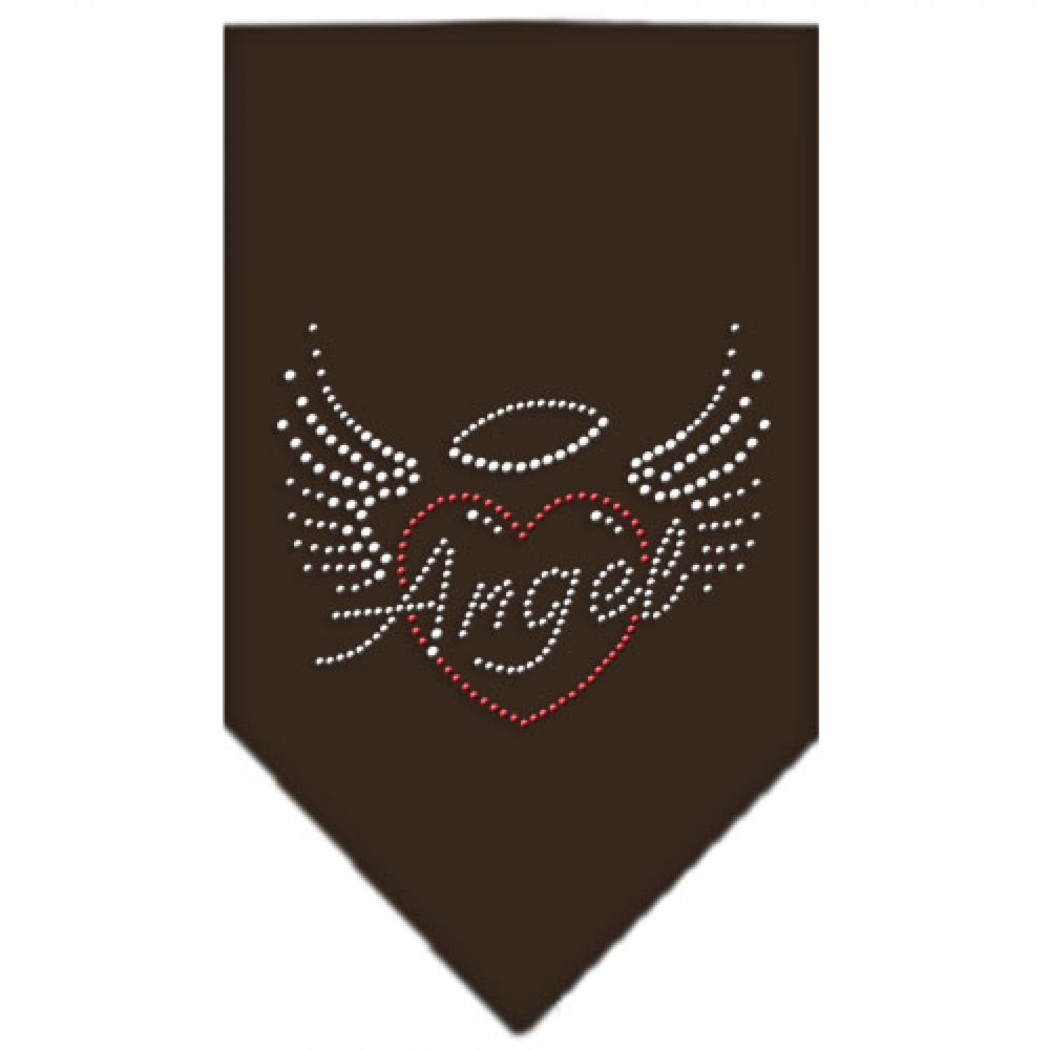 Mirage Pet Products Angel Heart Rhinestone Bandana Brown, Large