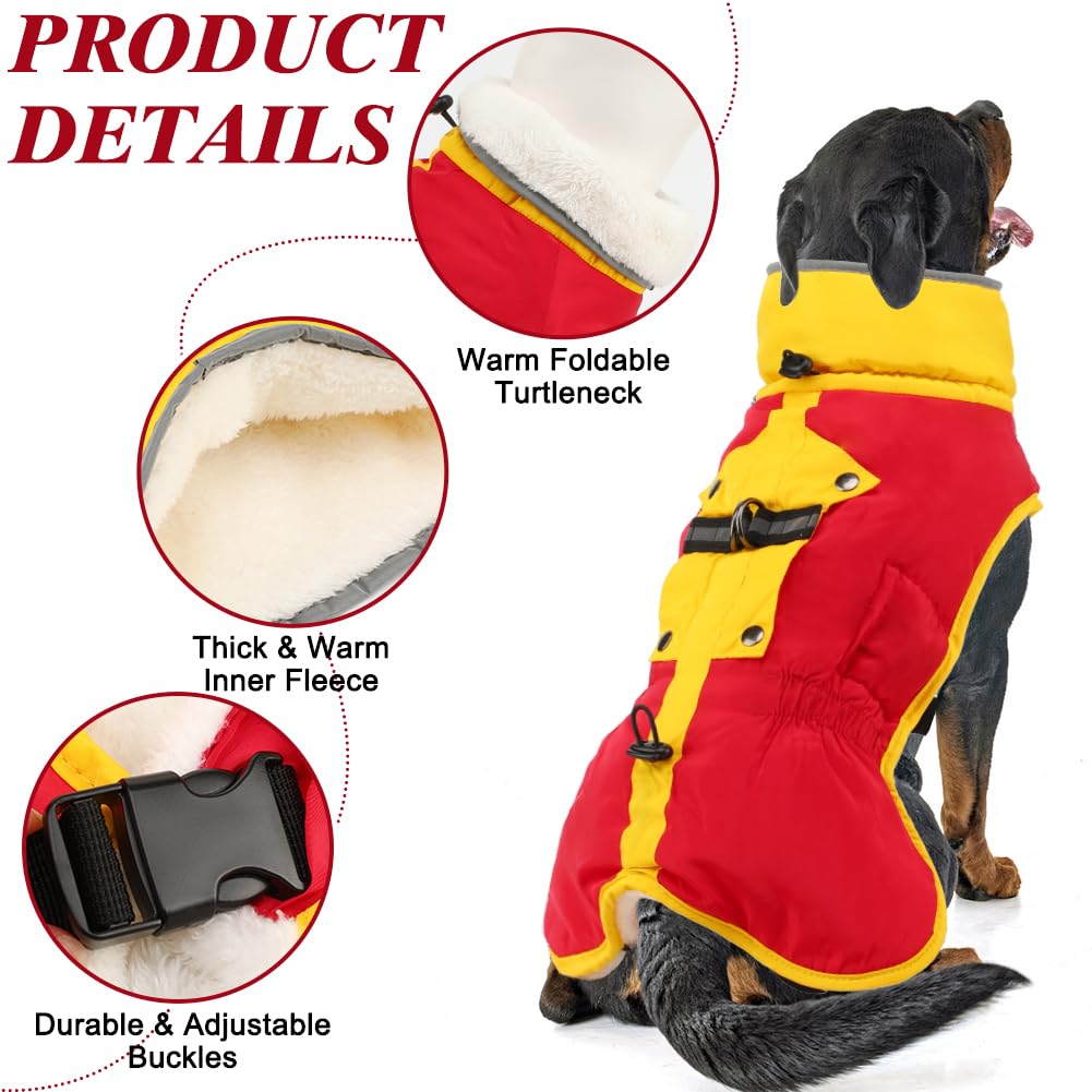 Emust Winter Coat, Soft Thick Fleece Lining Warm Jacket For Small Dogs, Windproof Reflective Turtleneck Cold Weather Coats, Snow
