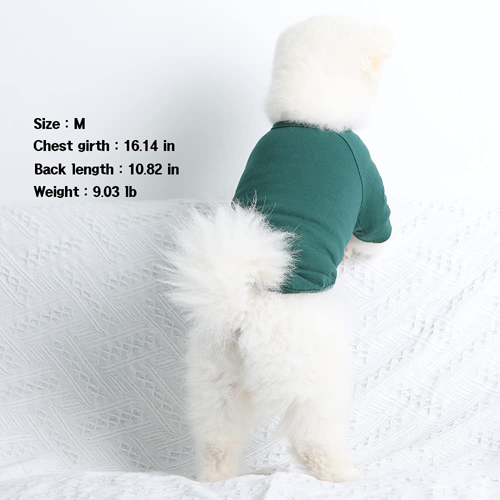 Lucky Petter Dog Shirt For Small Dogs Plain T-Shirts Soft Breathable Dog Cotton Shirt Pet Clothes (Medium, Green)
