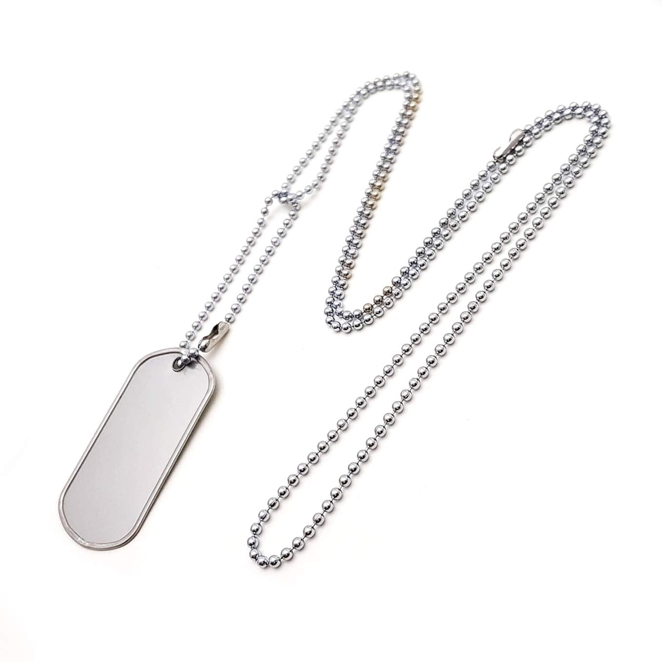 Stainless Steel 4.5 In And 27 In. Military Dog Tag Ball Chain Ships In 1-2 Days From Usa!