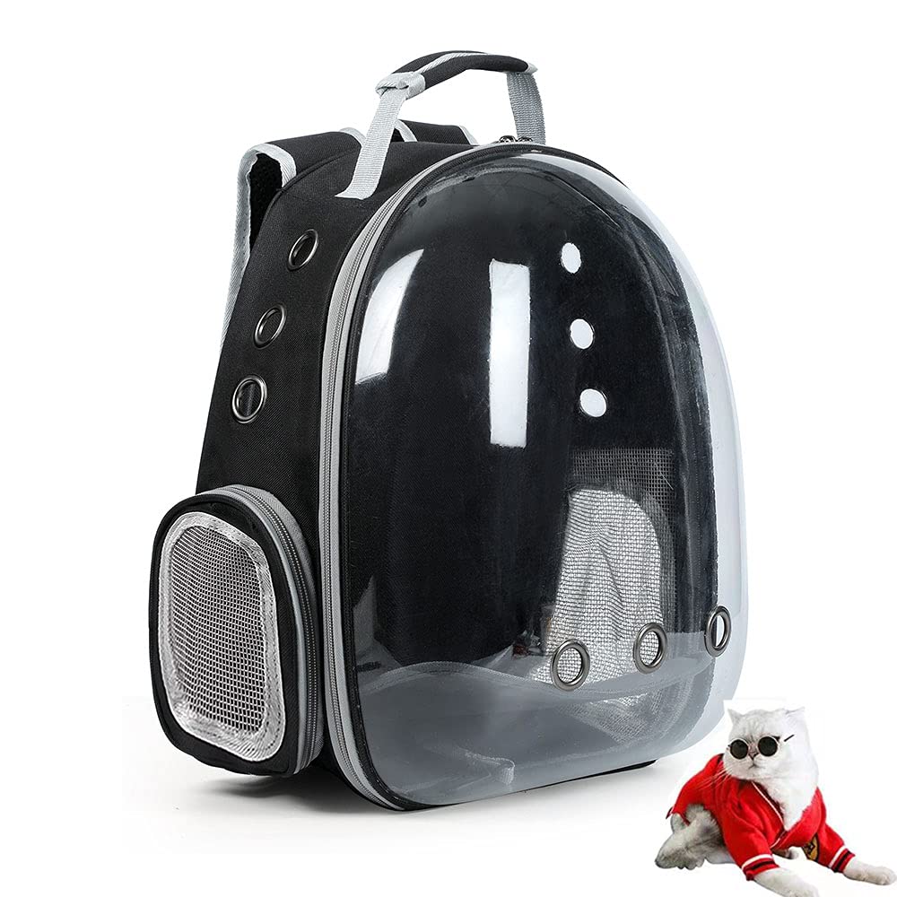 Cat Backpack Carrier Bubble, Dog Backpack Carrier For Small Dogs, Kitty Backpack, Pet Carrier Backpack, Bubble Backpack Pet Carrier, Large Cat Backpack For Hiking Travel And Outdoor Use (Black-2)