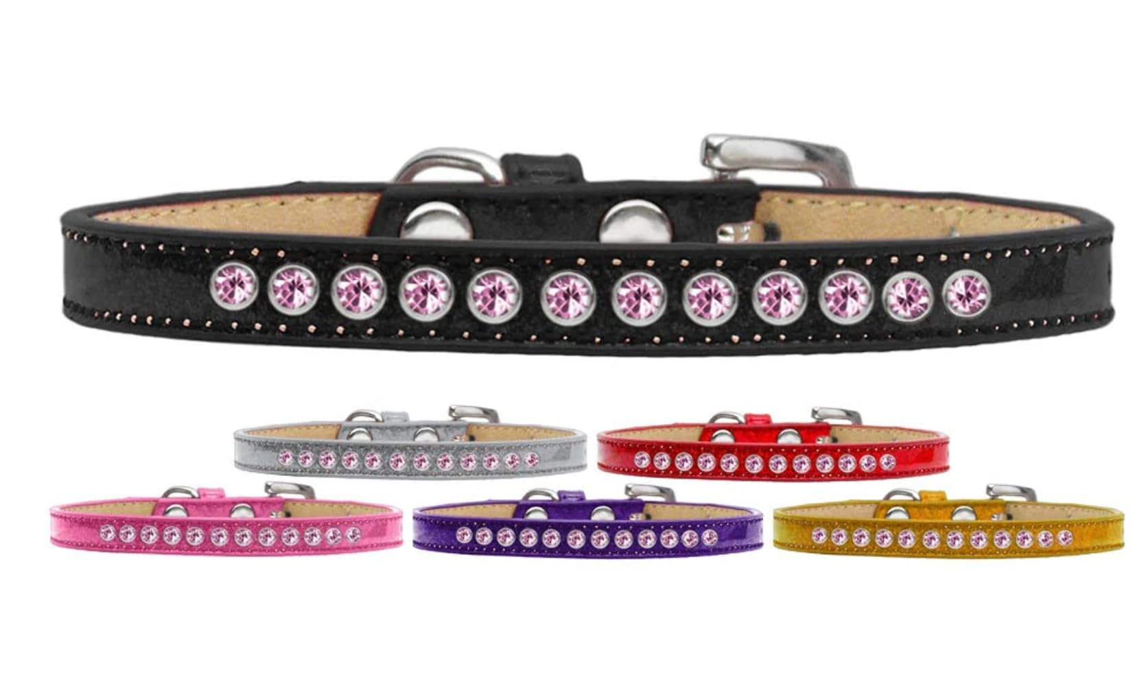 Dog, Puppy and Pet Ice Cream Collar, Pearl & Light Pink Crystal Rimsets Gold 12