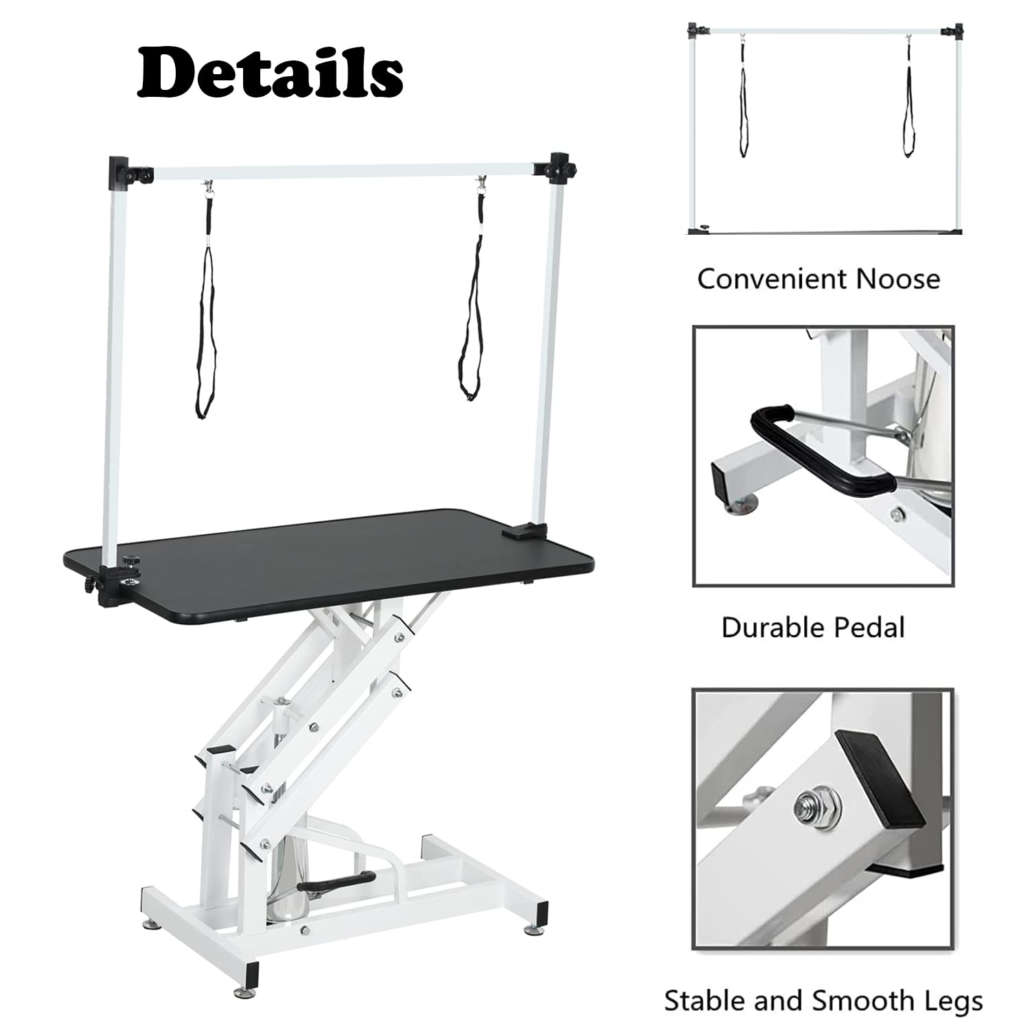 Epikoib Hydraulic Pet Dog Grooming Table For Large Dogs, Heavy Duty Grooming Table With Adjustable Arm Noose, Maximum Capacity U