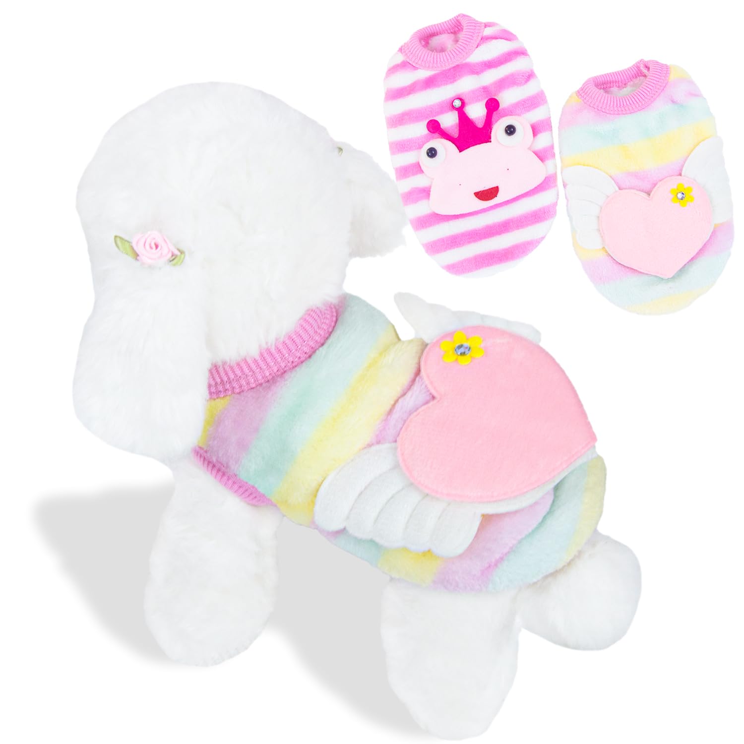 2 Pack Teacup Clothes Warm Soft Fleece Extra Small Dog Sweaters For Puppy Chihuahua Yorkies Girl Fall Winter Cute Sweater Pet Cl