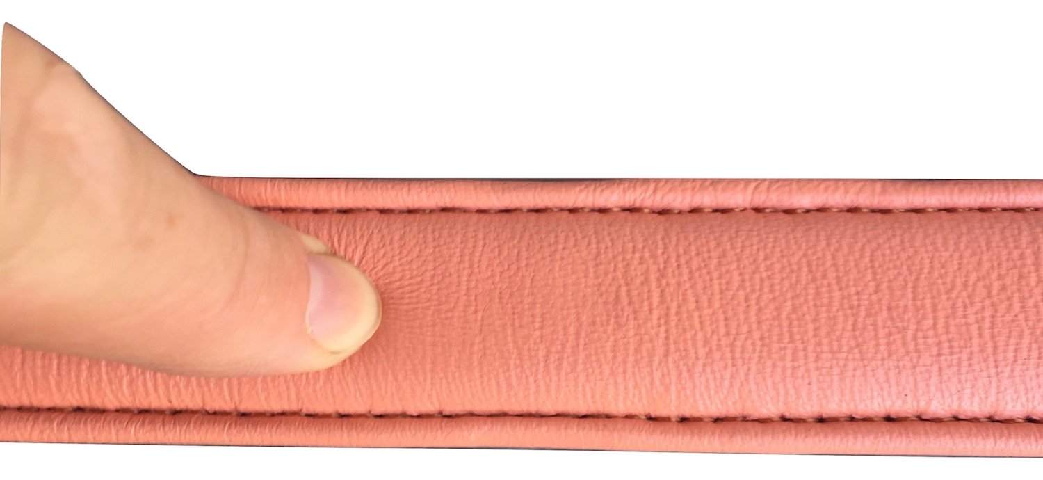 Soft Touch Collars Leather Dog Collar, Padded For Comfort, Large Tan And Coral, Real Genuine Luxury Leather