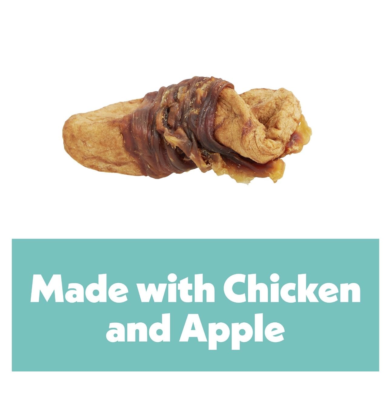 Wiggles & Wags Chicken & Apple Twists Dog Treats, 16 oz, with DN Essentials Bone Shaped Waste Bag Dispenser & Free Roll