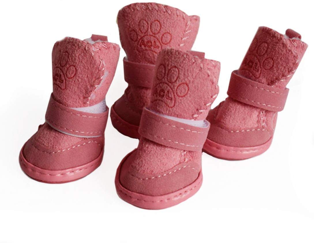 Payanwin Dog Boots Paw Protector, Anti-Slip Dog Shoes,Dog Australia Boots Pet Antiskid Shoes Winter Warm Skidproof Sneakers, For Small Dog (#1, Pink)