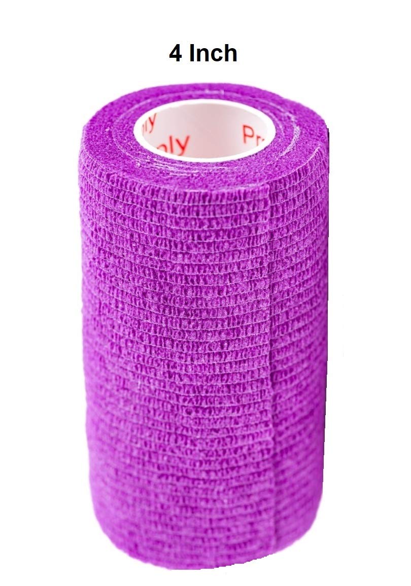 Vet Wrap Tape (Purple) (2 Pack) (4 Inch x 15 feet) Self Adhesive Adherent Adhering Cohesive Flex Self Stick Bandage Grip Roll Do