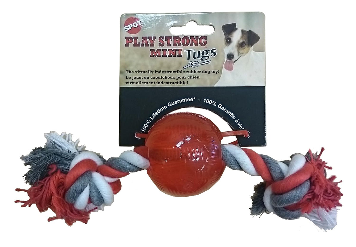 Ethical Pets 54101 Play Strong Rubber Ball With Rope, 2.25', Red