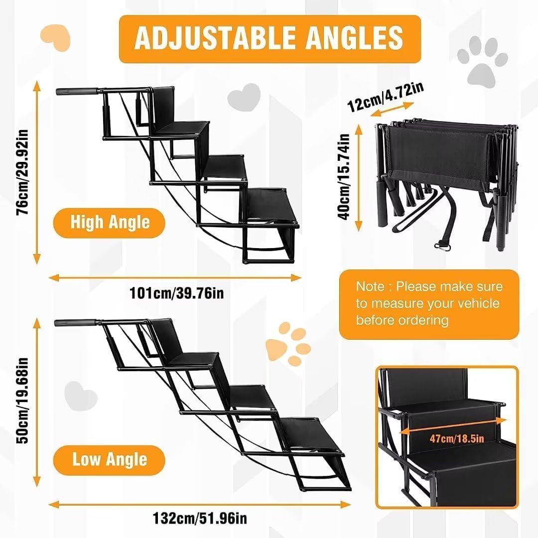 XDGGCSY Foldable Dog Ramp Aluminum Frame 4 Steps Dogs Portable & Lightweight Pet Stairs Dog Stairs for Medium and Large Nonslip