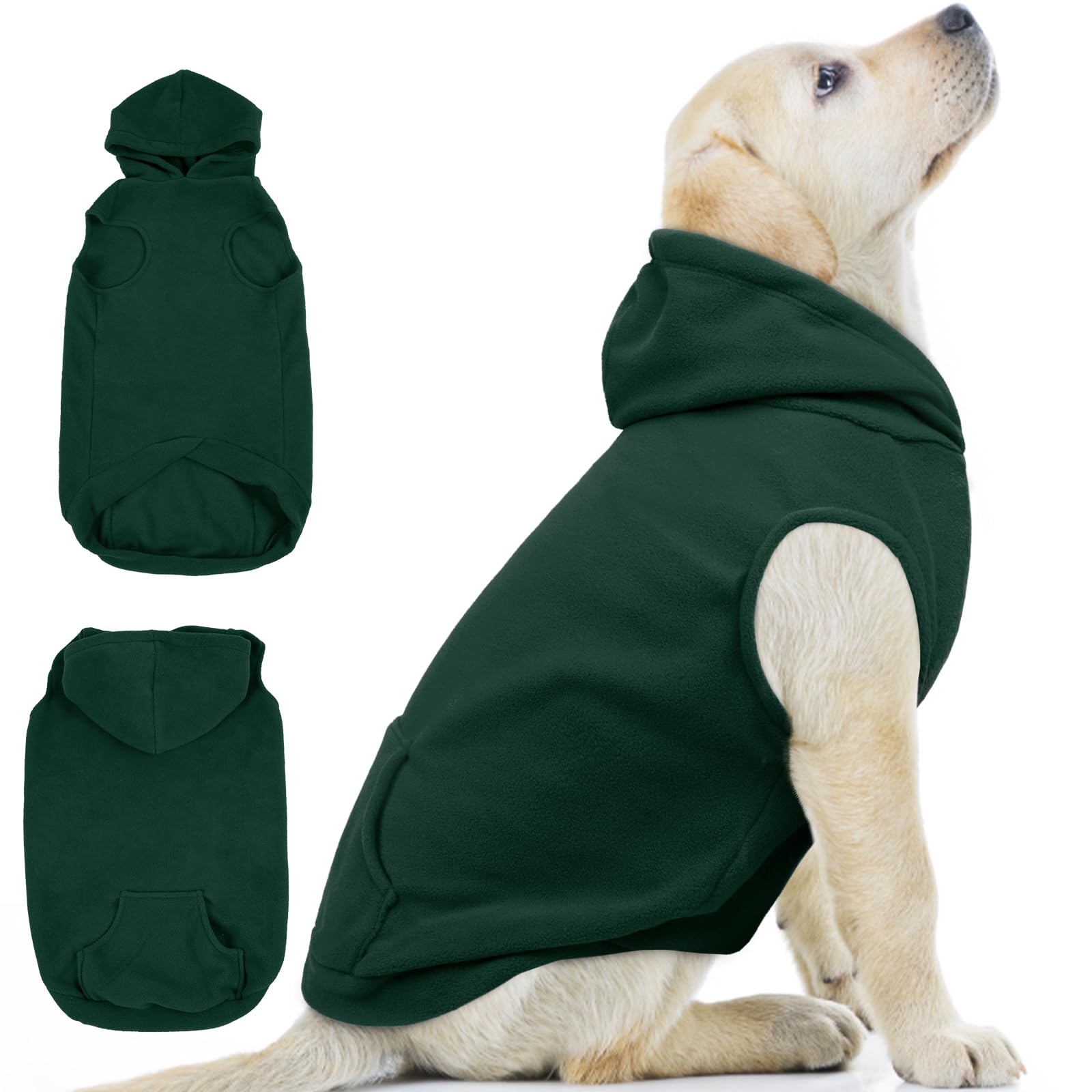 Iecoii Dog Hoodie,Polar Fleece Dog Sweatshirt Christmas Dog Sweater With Hood,Warm Dog Sweater For Medium Dog Boy Girl,Sleeveles