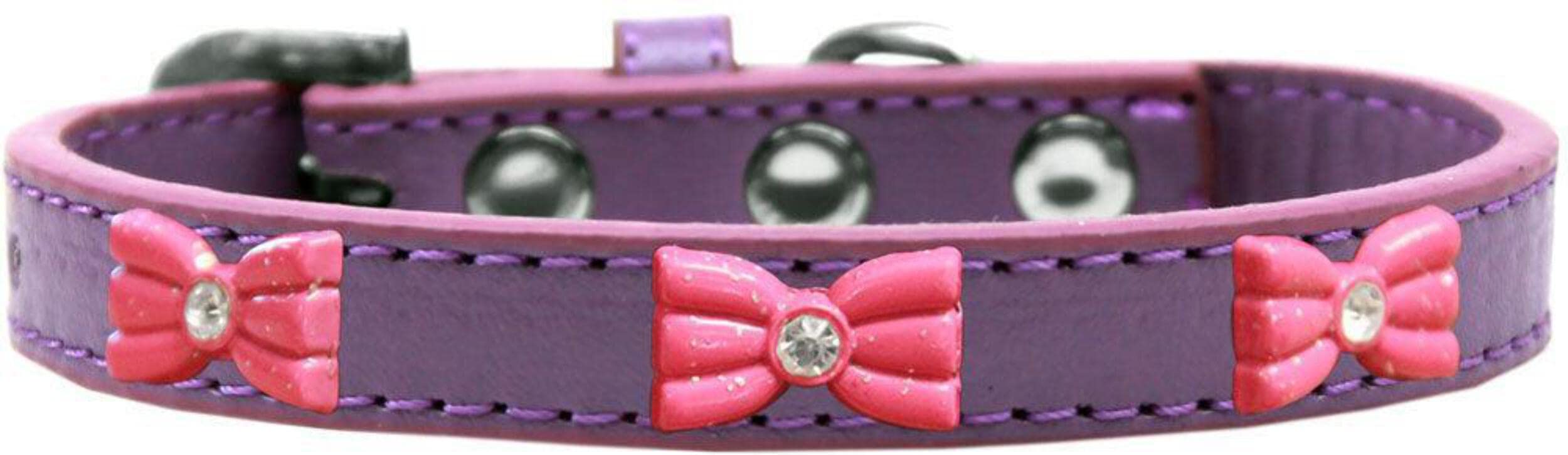 Mirage Pet Products 631-11 LV20 Pink Glitter Bow Widget Dog Collar Lavender, Size 20