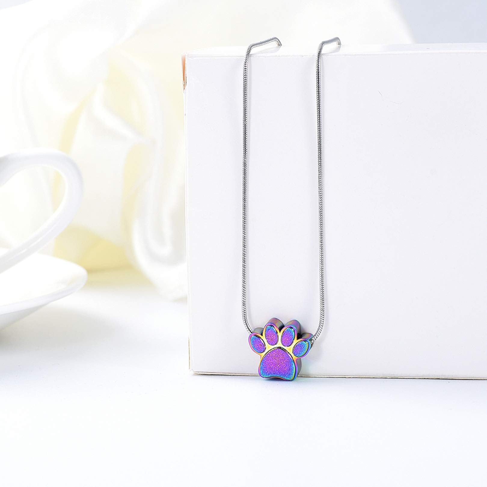 Zeqingjw Pet Cremation Jewelry For Ashes Pendant Paw Print Pet Heart Urn Necklace Memorial Keepsake Jewelry For Pet/Dog'S/Cat'S