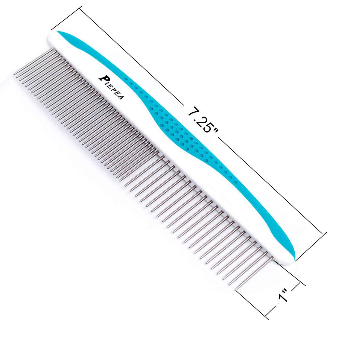 Piepea Pet Comb, Stainless Steel Teeth Comb For Dogs & Cats, Pet Hair Comb For Home Grooming Kit, Removes Knots, Mats And Tangles, 7 1/4'