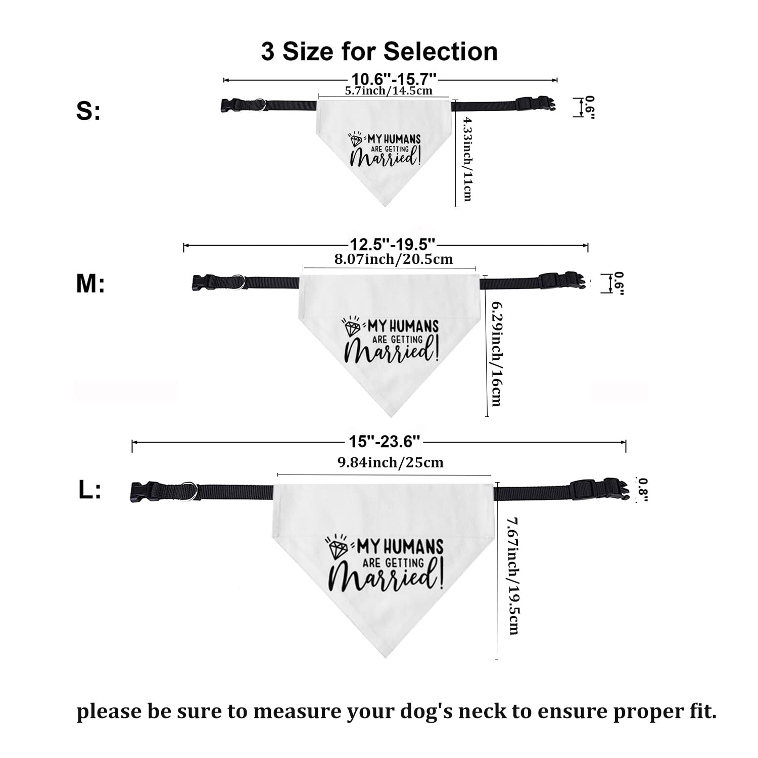 My Humans Are Getting Married Dog Bandana, Engagement Dog Bandana, Pet Scarf, Engagement Photo, Wedding Dog Bandana With Adjustable Collars For Small Medium Large Dogs Cats Pet (Medium, White)