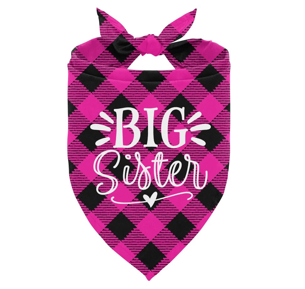 Big Sister Dog Bandana, Buffalo Plaid Pet Scarf, Pet Scarf Accessories, Baby Announcement Dog Bandana, Dogs Bandana Gift For Sma