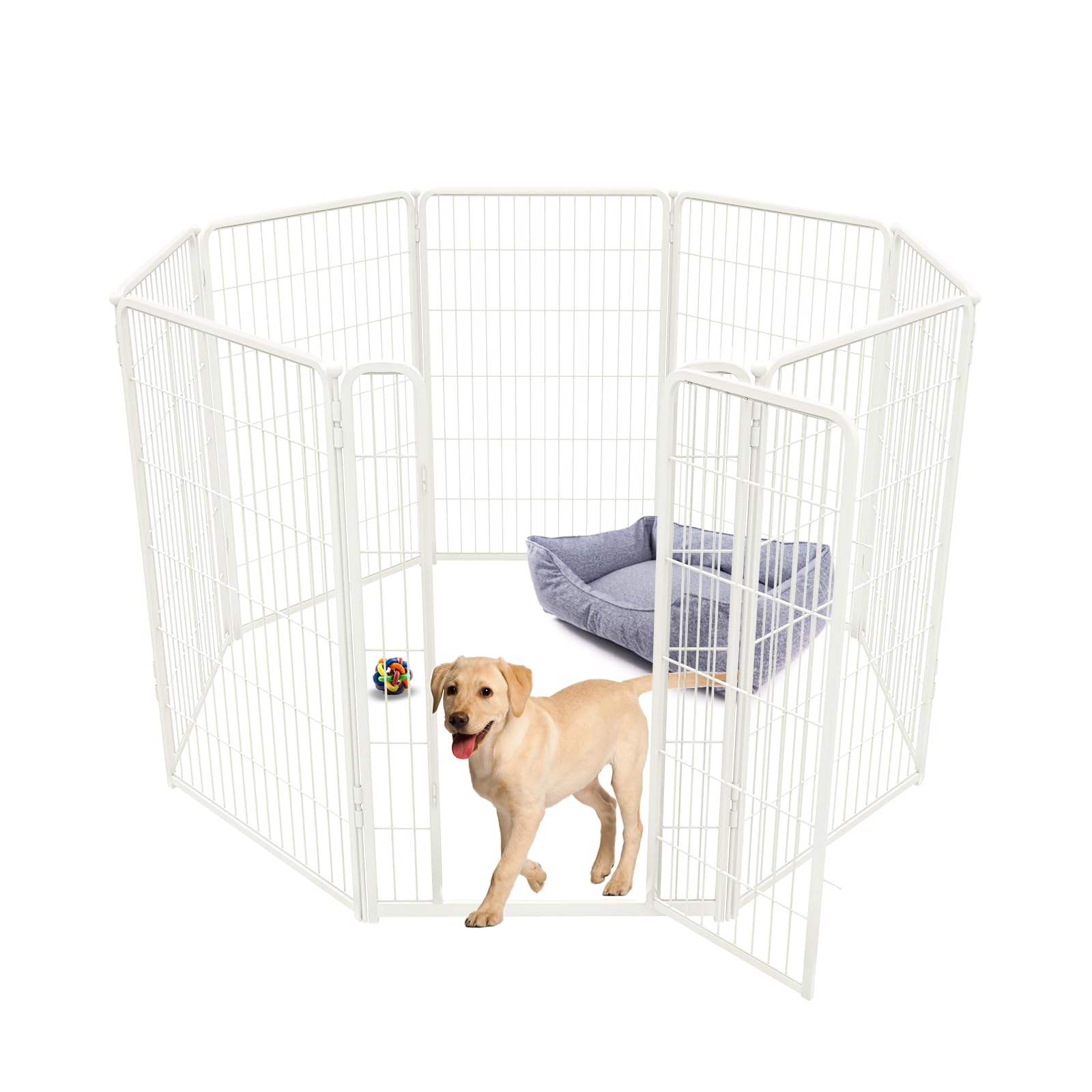 Fxw Homeplus Dog Playpen For Indoor Use - Stress-Free And Safe Play, Heavy Duty 45 Inch 8 Panels Dog Pen For Large Dogs, Whitepa