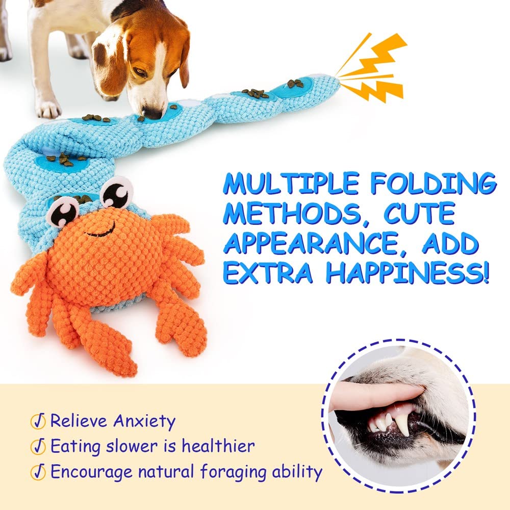 AWOOF Hermit Crab Shape Squeaky Dog Chew Toys - Interactive Snuffle Toys for Small & Medium Dogs, Release Stress & Train Natural