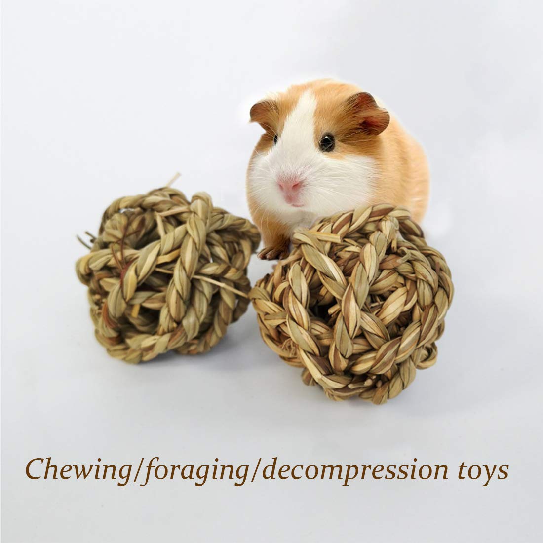 10Pcs Small Animal Ball Toy, Rabbit Activity Toy, 2.8In Large Guinea Pig Chew Toys Grass Ball For Hamsters Gerbils Bunny Rabbits Guinea Pigs