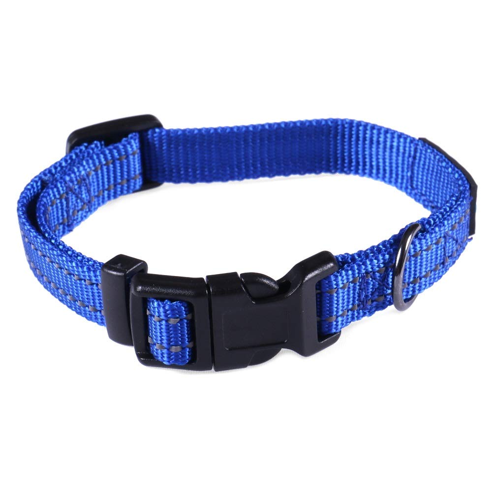 Max And Neo Neo Nylon Buckle Reflective Dog Collar - We Donate A Collar To A Dog Rescue For Every Collar Sold (X-Small, Blue)
