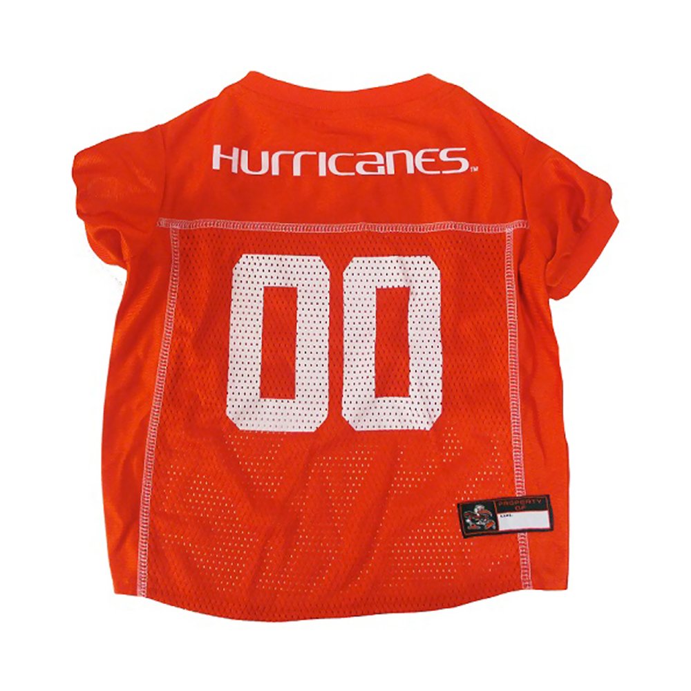 Pets First NCAA College Miami Hurricanes Mesh Jersey for DOGS & CATS, X-Large. Licensed Dog Jersey with your Favorite Football/B