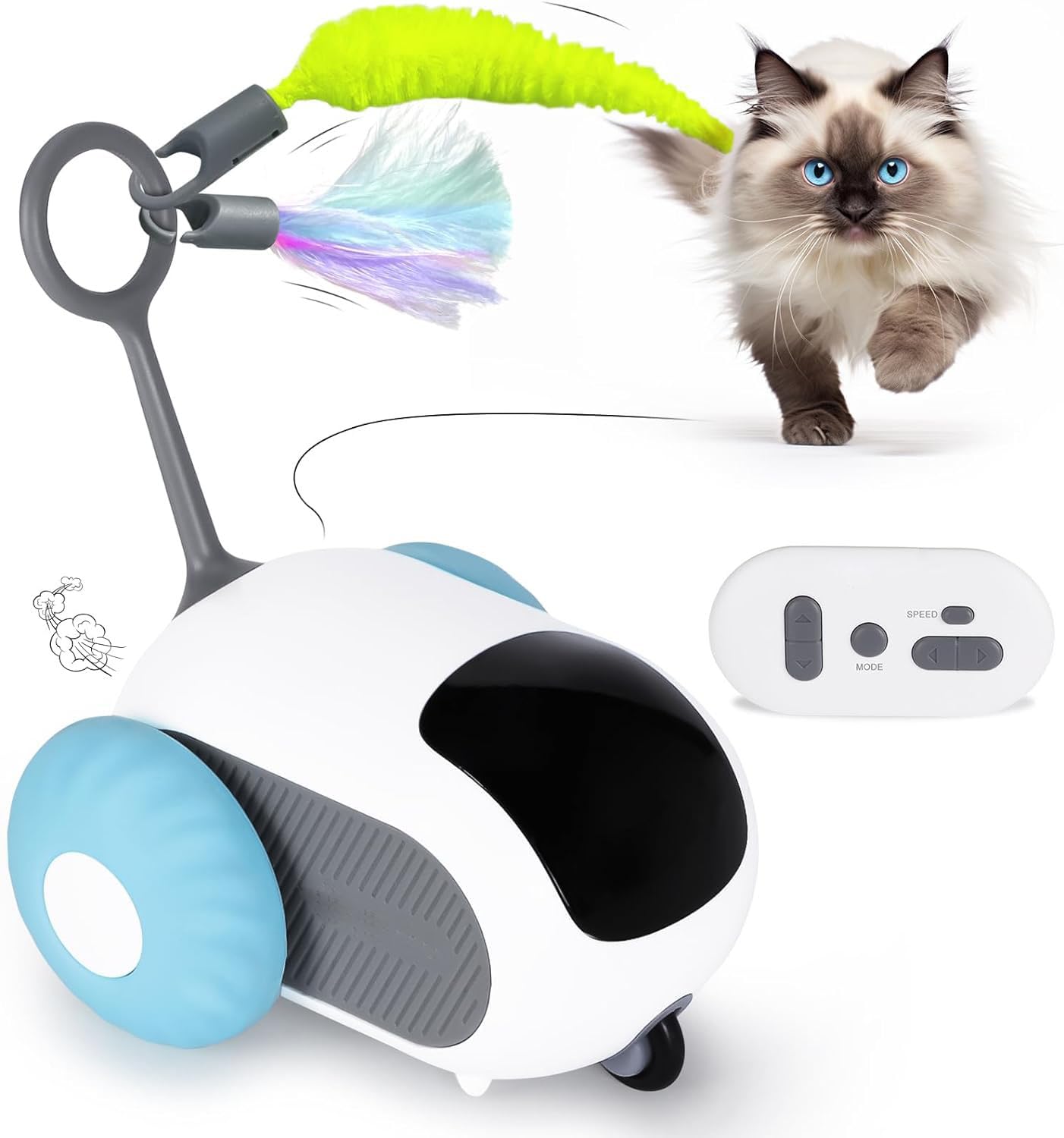 Tengtu Electric Cat Toy, Interactive Cat Toy Ball, Usb Rechargeable, 360 Degrees SelfRotating Funny Cat Toys (Blue)