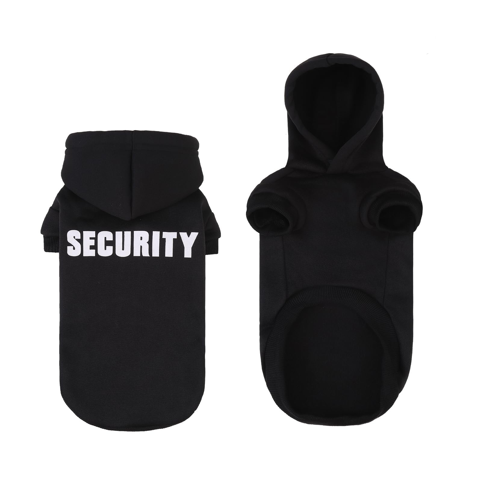 BINGPET Security Dog Hoodie - X-Large Dachshund Sweater, Soft Brushed Fleece, Black