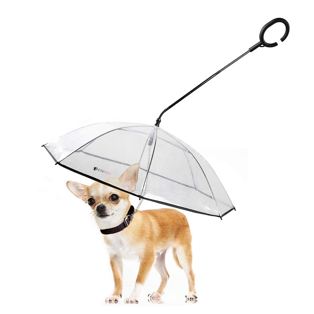 Lesypet Dog Umbrella With Leash, Clear Umbrella For Dog With Leash For Small Pets, Metal Leash