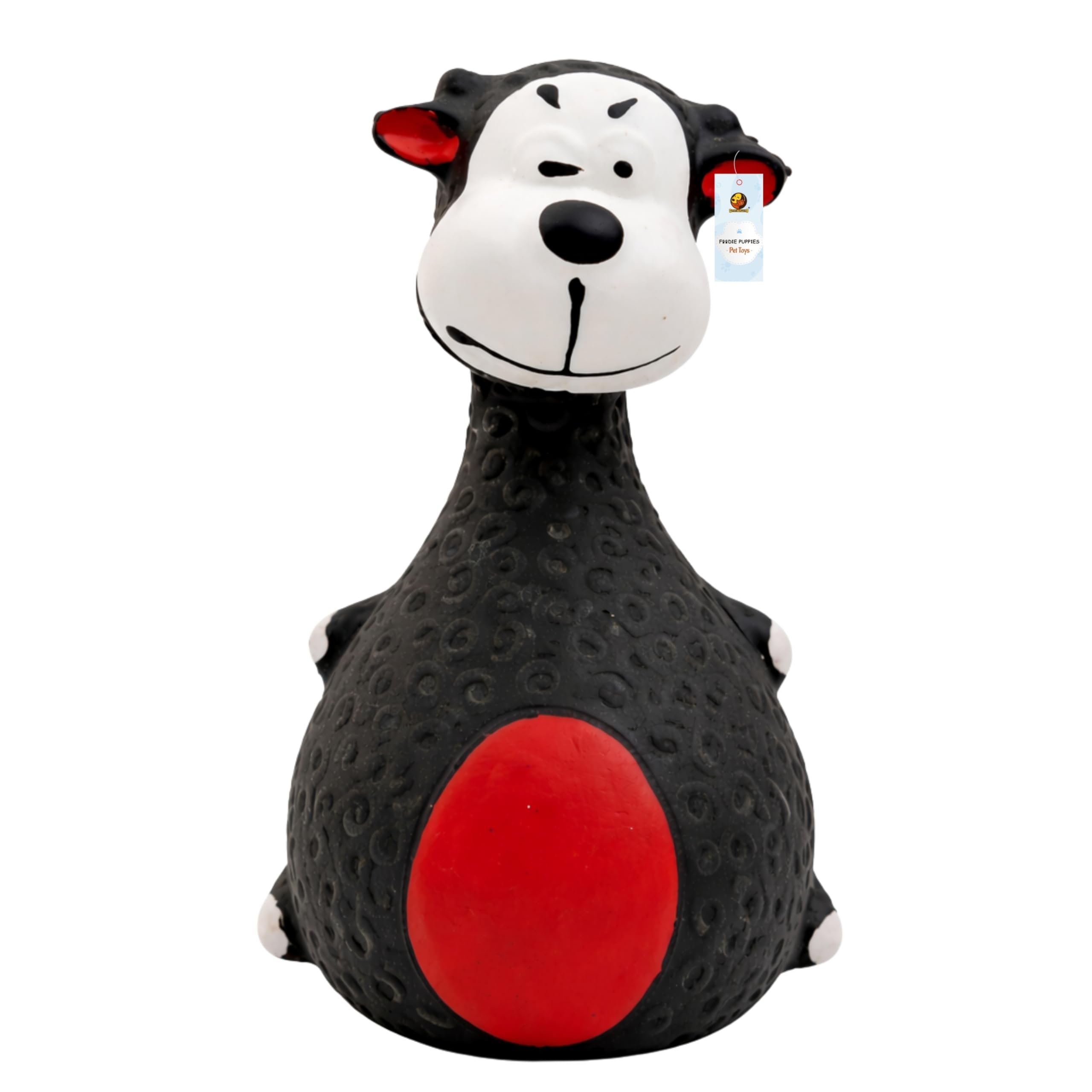 Foodie Puppies Natural Latex Rubber Squeaky (Black & White Joker) Dog Toy | Small To Medium Dogs & Puppy | Durable, Animal Desig