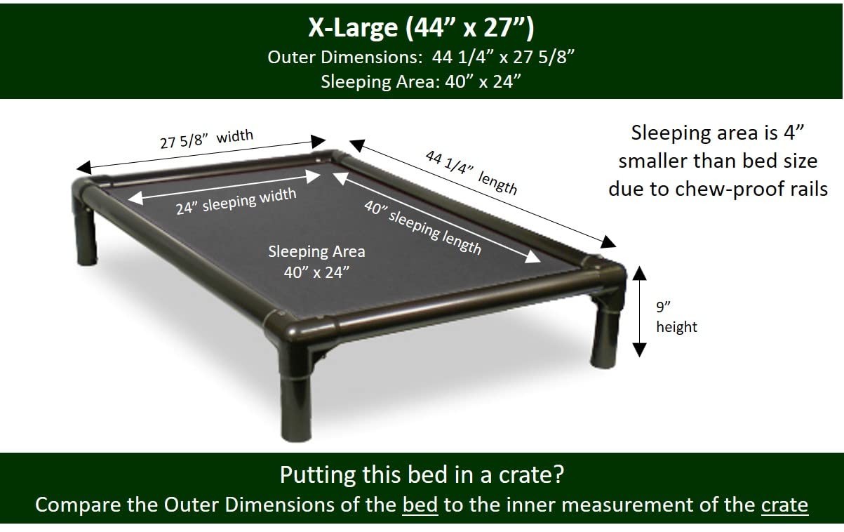 Kuranda Chewproof Dog Bed - Walnut PVC - 44'' x 27'' - Cordura Nylon - Smoke