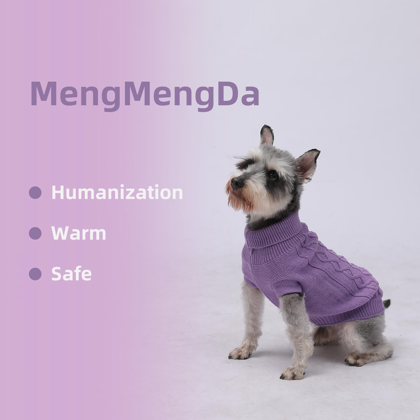 Mengmengda,Dog Pullover Sweater, Cold Weather Cable Knitwear, Warm Clothes For Chihuahua, Bulldog, Dachshund, Pug, Yorkie,Dog Outfits For Small Dogs Medium Dogs (Purple Xs)…