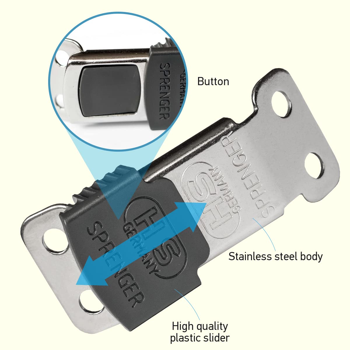 Herm Sprenger Cliclock Fastener Stainless Steel Buckle For Prong Dog Training Collar & Quick Release With Easy Buckle For Medium Large Dogs (3.0/3.2Mm)