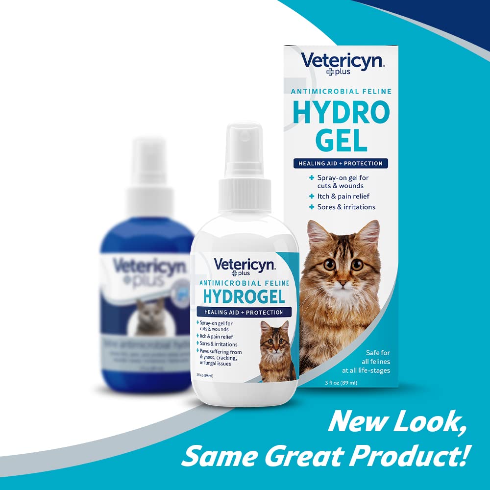 Vetericyn Plus Cat Wound Care Hydrogel Spray | Feline Healing Aid and Wound Protectant, Sprayable Gel to Relieve Cat Itchy Skin.