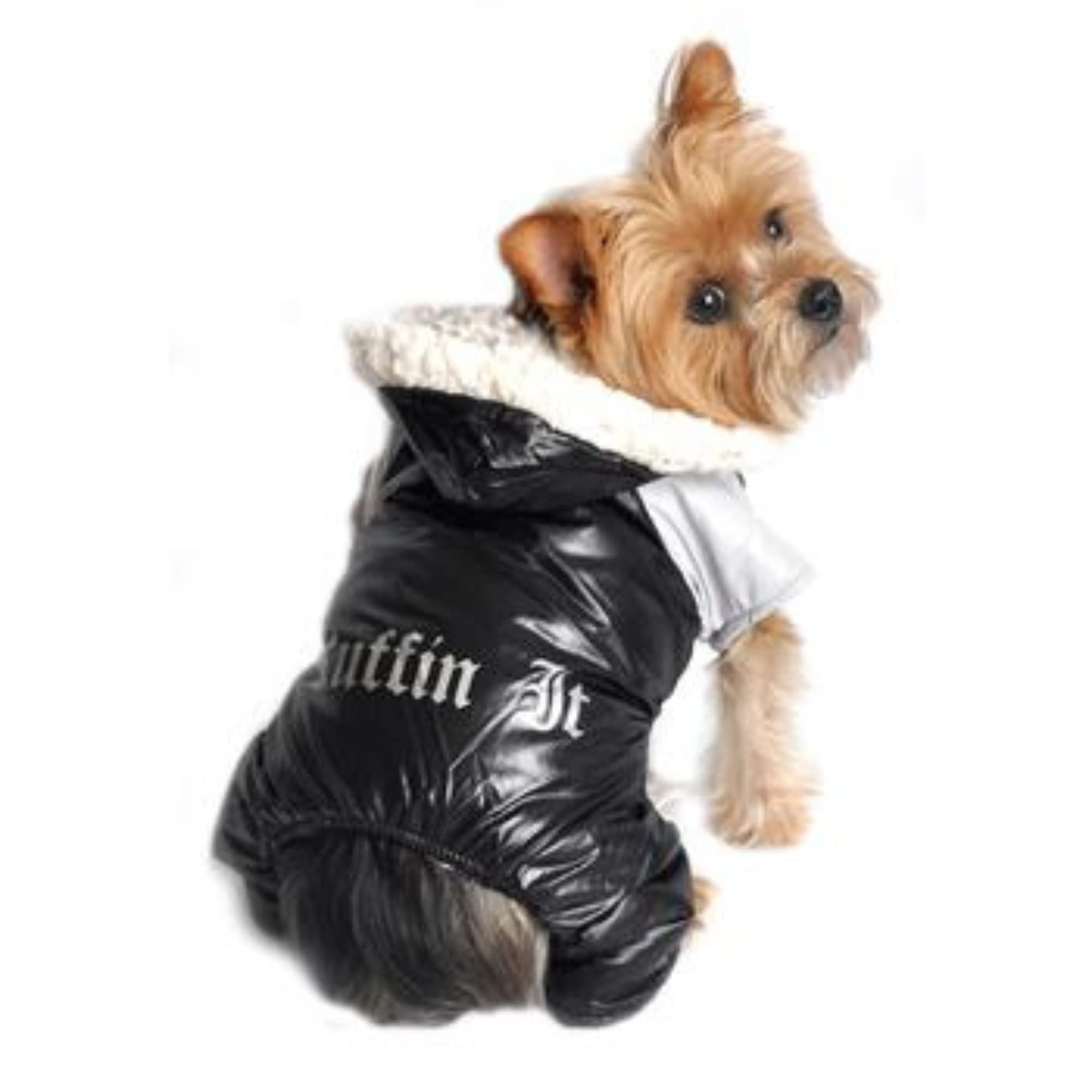 Dog Coat - 'Ruffin' It' Snowsuit - Black & Grey - Small (S)