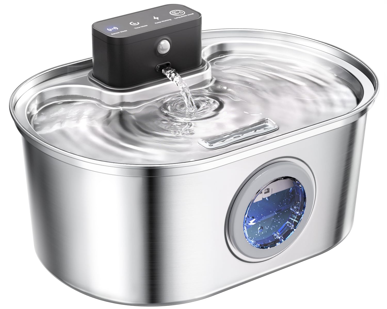 Cat Water Fountain Wireless - Stainless Steel 3.2L/108oz Cordless Pet Fountain - Battery Operated Automatic Water Dispenser for 